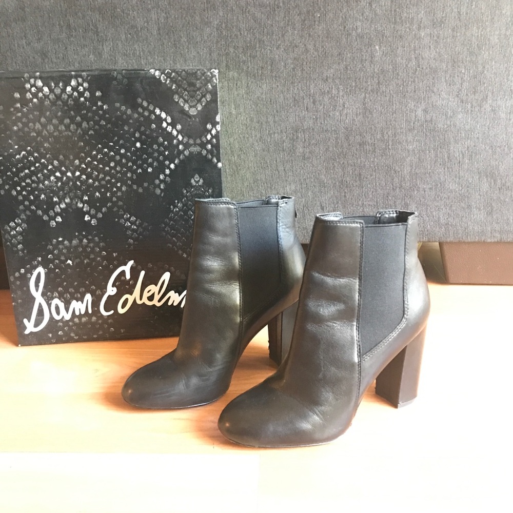 Sam Edelman Case Black Leather Booties